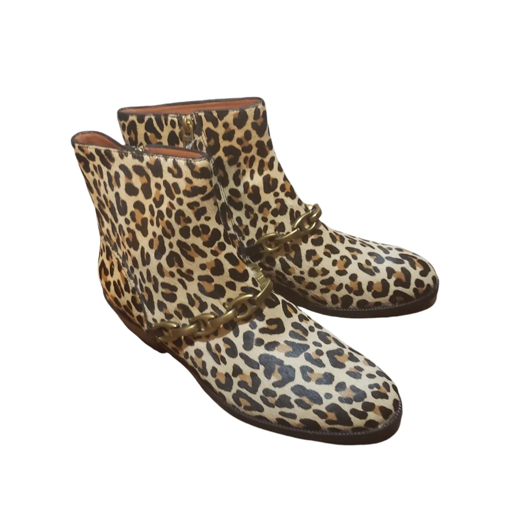 Coach Allen Signature chain leopard print BOOT size 10 new